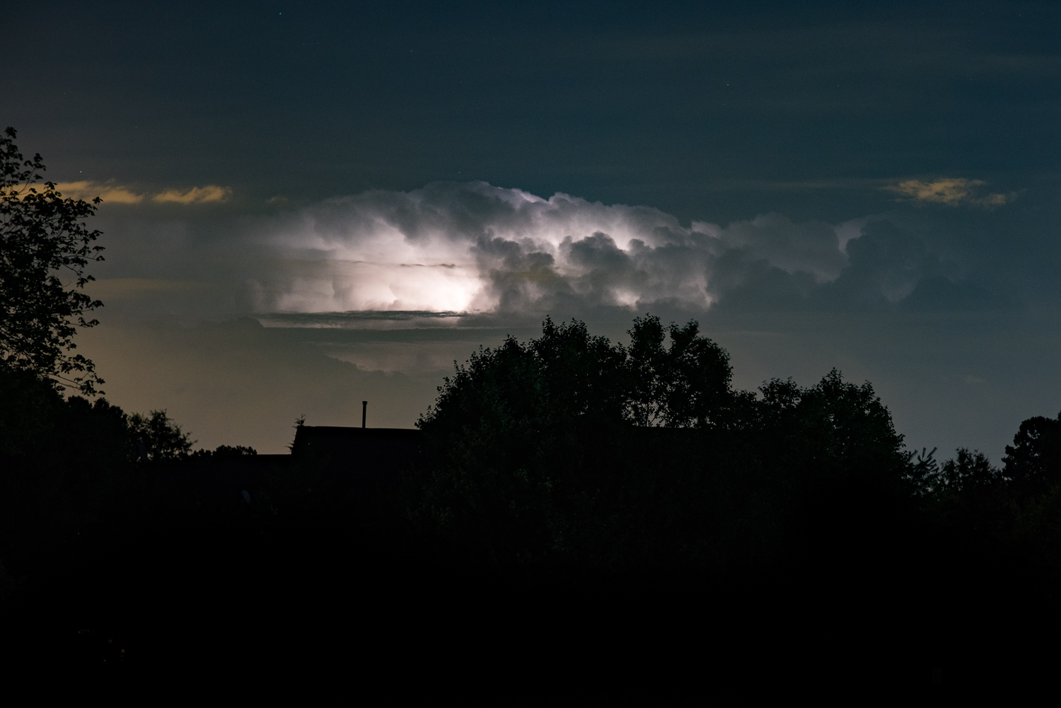 The lightening rolled through the sky for over an hour! I was only able to grab my camera for the tail end of the show though...