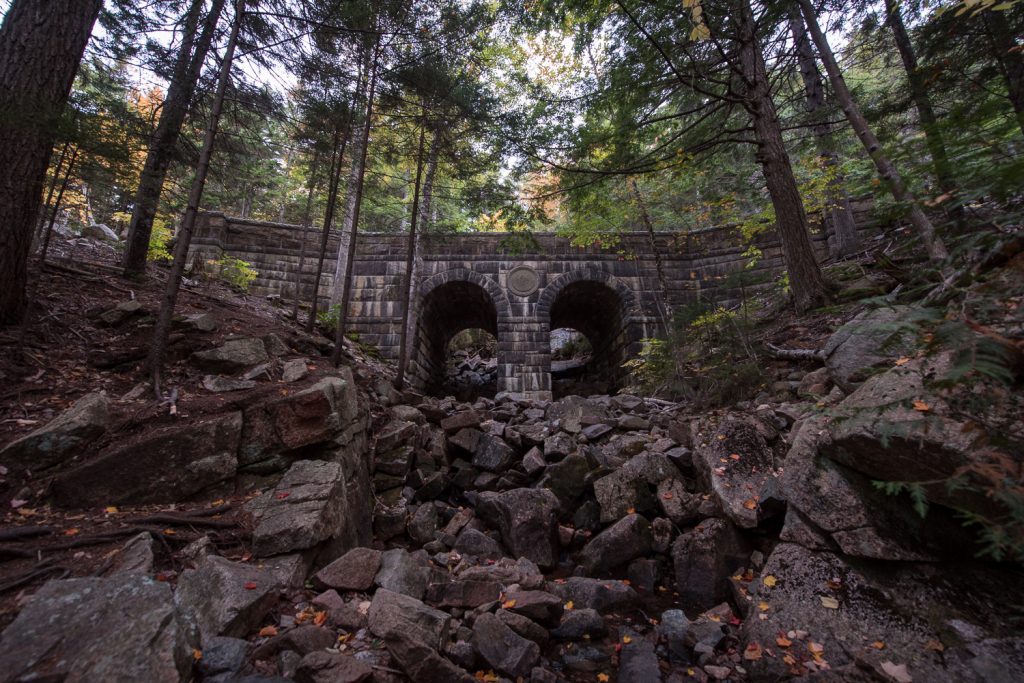 night time photography acadia national park carriage road bridge