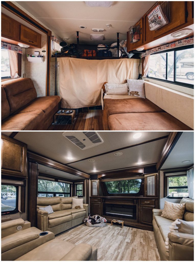 living room of a coachman freelander vs. solitude grand design 382