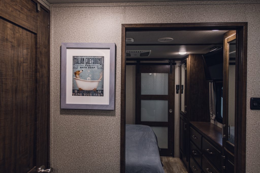 italian greyhound wash your paws print framed in rv bathroom